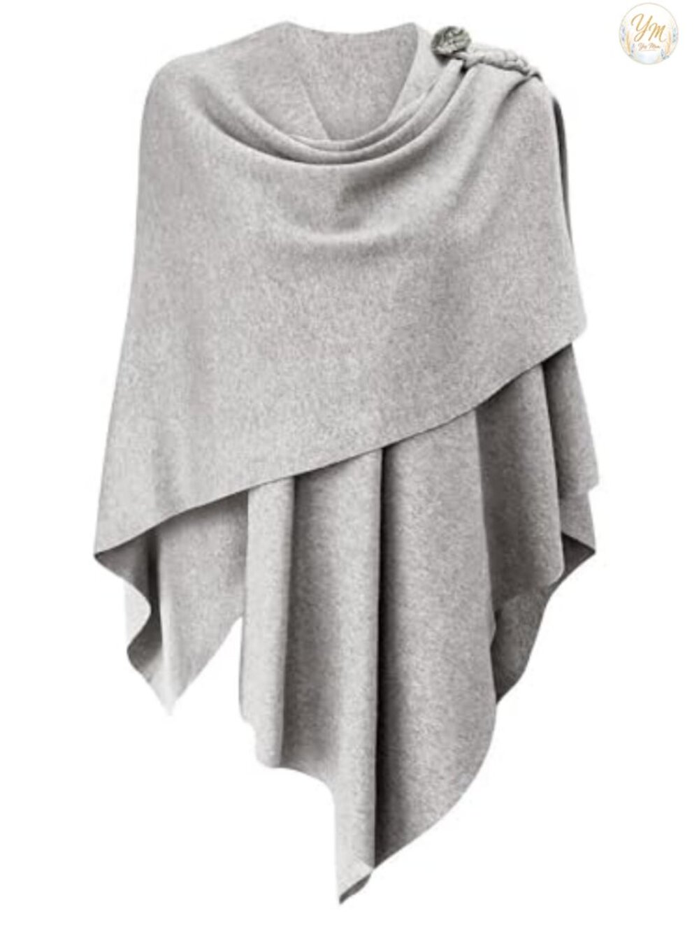 Womens Soft Lightweight Knit Poncho Wrap Button Shawl Cape Travel Wedding
